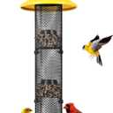 Finch Bird Feeder for Outdoors,Metal Mesh Tube Bird Feeders for Nyjer & Thistle Seed, 3.5 lbs Large Capacity (Yellow)
