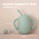 Cuddle Campus Pack of 2 Silicone Baby Training Cup, Shatterproof Toddler Sippy Cups with Straw, Open Cup for Baby, 6+ Months 4 Oz, Boothbay Gray+Sage