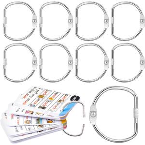 8 Pcs Loose Leaf Binder Book Rings D-Shaped Binder Rings Large Nickel Plated Steel Book Keychain Key Washi Tape Organizer for Home Office Cards Receipts Photos Files DIY Craft Supplie (2 Inch)