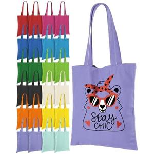 Lzerking Canvas Tote Bag Bulk 24 Pack Colored Canvas Bag for Gift, 13x15 Inches 12oz Heavy Duty Medium Reusable Blank Cloth Bags for Painting, Heat Transfer Vinyl