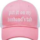 Put It on My Husbands Tab Hat, Funny Vintage Trucker Hats Adjustable Cap for Men Women Classic Baseball Cap (Pink)