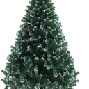 6ft Premium Spruce Hinged Artificial Full Christmas Tree with 812 Branch Tips Holiday Xmas Tree with Metal Hinges and Foldable Base for Home Party Office Decoration