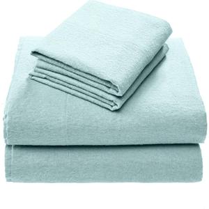 Comfort Spaces Cotton Flannel Sheets Full Size, Ultra Soft Flannel Sheet Set with 12" Elastic Pocket , Breathable Warm Flannel Bedding, Aqua Solid 4 Piece