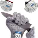 Dowellife Cut Resistant Gloves Food Grade Level 5 Protection, Safety Kitchen Cuts Gloves for Oyster Shucking, Fish Fillet Processing, Mandolin Slicing, Meat Cutting and Wood Carving. (Medium-2 Pairs)