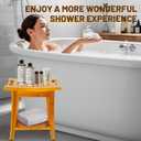 16" Compact Teak Shower Bench with Shelf & Handle, Solid Premium Teak Shower Stool, Durable Waterproof Seat for Inside Shower, Teak Wood Bench for Bathroom, Indoor & Outdoor Use