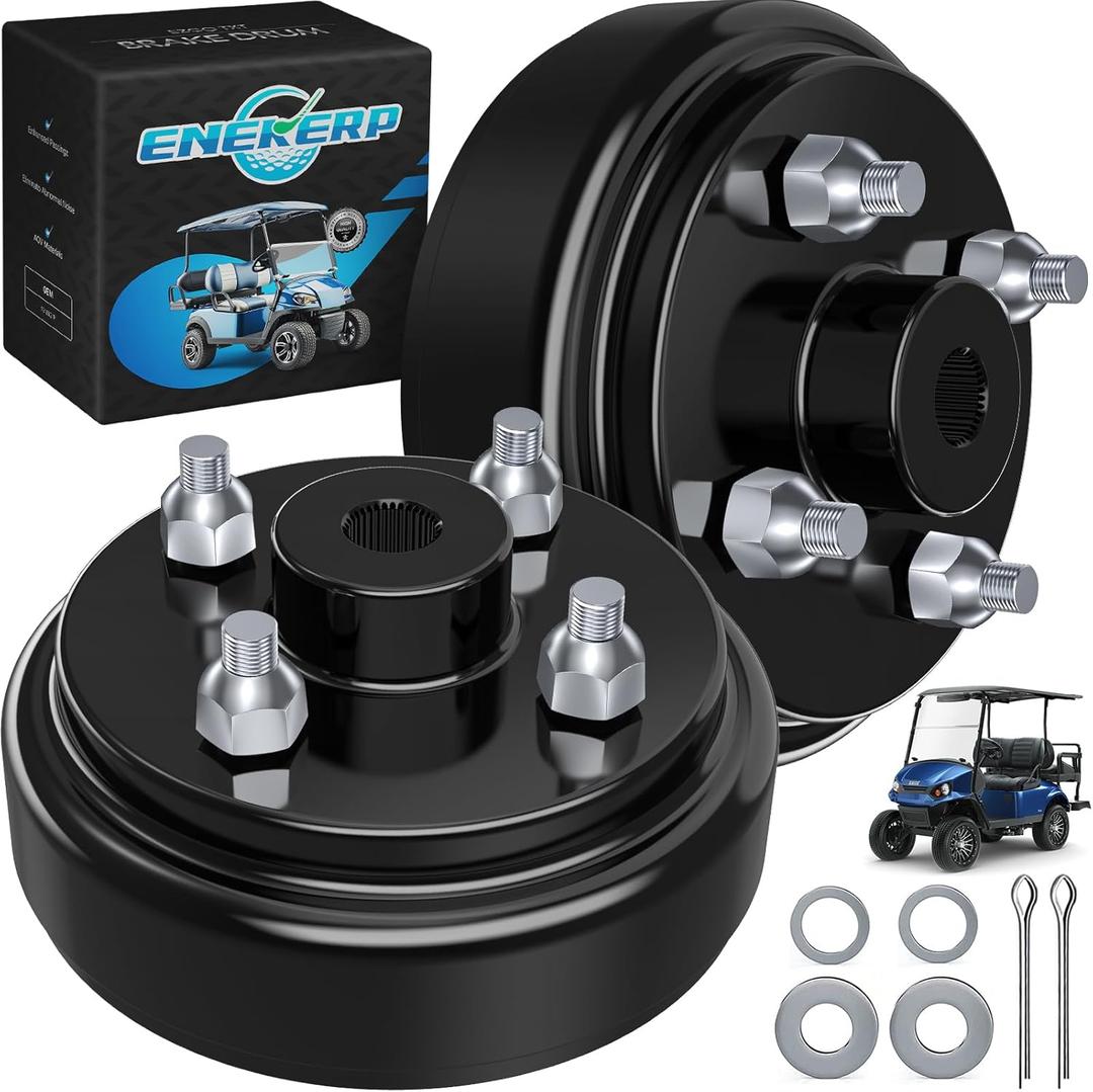 Golf Cart Brake Drum/Hub Assembly 2 PCS for EZGO TXT 1982-UP/2-Cycle Gas Models 1982-1993, EZGO TXT Brake Drum for 1982-UP Electric Models,Replaces OEM# 19186G1P