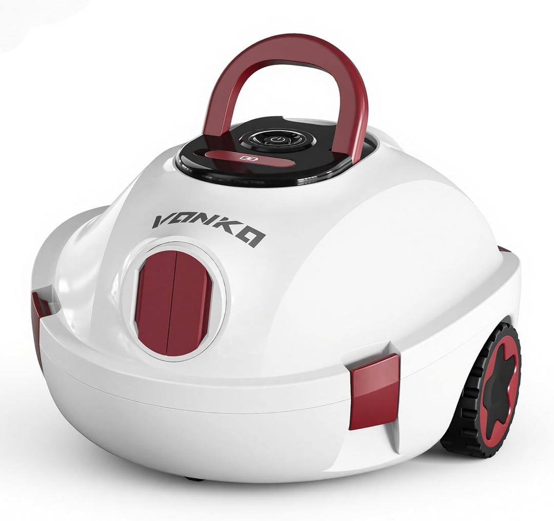 VONKO P10 Pool Vacuum for Above Ground Pool, Cordless Robotic Pool Cleaner and Above Ground Pool Vacuum, Automatic Pool Vacuum with 100-Min Runtime, Self-Parking,White