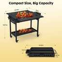 Portable Outdoor Grill Table with Wheels, Heavy-Duty Steel Prep Table, Folding Griddle Stand with Shelves, Bottle Opener, No Assembly Required, for BBQ, Pizza Oven, Patio, 42.5*36*30.7- Black