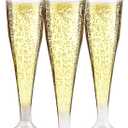 100 Pack Plastic Champagne Flutes, 4.5 oz Disposable Champagne Glass, Clear Plastic Cups, Toasting Glasses for Wedding, Party, Birthday, Cocktail Cups(Blue)