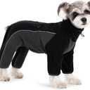 Fleece Dog Coat for Dog,Pullover Pajamas Jumpsuit Bodysuit Puppy Coats with Legs, Pet Windproof Warm Cold Weather Jacket Full Body Vest Cozy Snowsuit Outfit Clothes (Black, M)