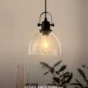 Kitchen Pendant Lighting Over Island 3 Pack, 7.5” Black Pendant Lights Kitchen Island, Farmhouse Industrial Glass Pendant Light with Seeded, Hanging Light Pendants for Dining Room, Bar, Cafe