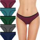YADIFEN 5 Pack Cotton Underwear for Women Hipster Panties Low Rise Bikini Seamless Comfortable Briefs M