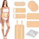 9 Pcs Castor Oil Pack Wrap Organic Cotton for Liver Detox, Stomach, Belly, Neck, Breast, Knee, Foot & Entire Body, Reusable Pads Kit for Hot/Cold Compress with Adjustable Elastic Strap