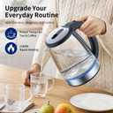Electric Kettle Glass 2L, 1500W Fast Boiling Hot Water Boiler with Auto Shut-Off, LED Light, BPA-Free, Borosilicate Glass, Stainless Steel Interior, Wide Opening, Display Refrigerator with Door 04