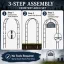 Lounsweer 2 Pcs Halloween Cemetery Archway, Black Metal Garden Arch Set, 7.6 x 6.4 ft