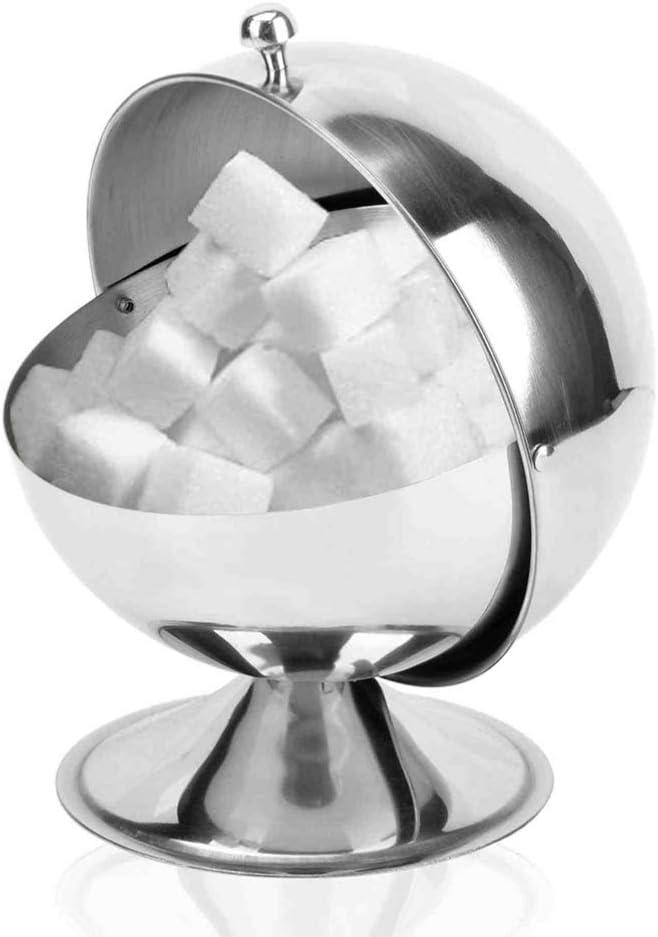 Stainless Steel Sugar Bowl with Lid Spherical Candy Jar and Seasoning Bottle for Home Kitchen Dining Table 5.51X5.51X6.29 Inch Modern Serving Container