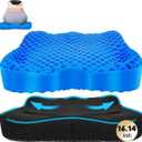 Cooling Gel Seat Cushion, Thickened Big Breathable Honeycomb Design Absorbs Pressure Points Gel Cushion with Anti-Slip Cover Cooling Seat Cushion for Office Chair Home Car Seat Cushion for Wheelchair