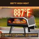 12 inch Gas Pizza Oven Outdoor Propane, Portable Pizza Oven with Stone, Stainless Steel Pizza Oven Indoor & Outdoor for Camping Backyard Party, Ignition Built-in, 12 min Fast Heating