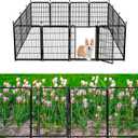 Garden Fencing 32 inch High, 12 Panels Total 26.6 Ft(L) Dog Fence Outdoor for Yard, Gate 21 Inches Wide with Low Sills. Fencing for Garden beds, Animal Barrier Fences, Rabbit Fence