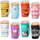 Meanplan 8 Pcs Book Club Gifts Bulk Book Lover Gifts Iced Coffee Sleeve for Iced & Hot Drinks Cold Beverage Cooler Compatible Coffee Accessories for Bookworm Teacher Librarian