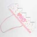 First Birthday Crown for Baby Girl, Pink and White Glitter Crown with Bow, Party Headband