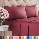 Full Size 4 Piece Sheet Set - Comfy Breathable & Cooling Sheets - Hotel Luxury Bed Sheets for Women & Men - Deep Pockets, Easy-Fit, Extra Soft & Wrinkle Free Sheets - Burgundy Oeko-Tex Bed Sheet Set