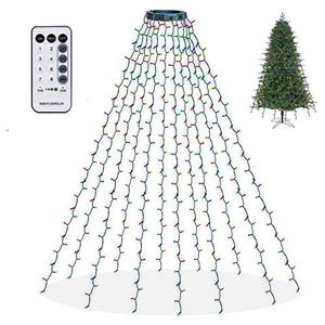 Dazzle Bright Christmas Tree Lights, 448 LED Waterfall Tree Topper Lights with Remote & 8 Lighting Modes, 8.2FT X 16 Lines Christmas Lights for Outdoor Yard Party Xmas Tree Decoration (Multi-Colored)