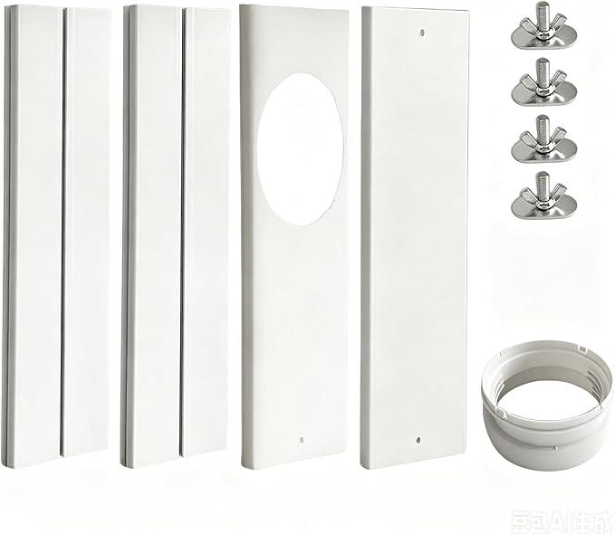Portable AC Window Vent Kit - Complete Air Conditioner Window Kit, Adjustable PVC Window Seal Kit Panels Up to 60 Inches, for Universal Thread AC Exhaust Hose of 5.1" and 5.9" Diameter