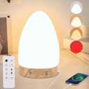 Finezeal Light Therapy Lamp - 10000 Lux Full Spectrum Sun Lamp, 3 Color Temperatures & 670nm Red Light, Stepless Dimming, Touch & Remote Control, USB Phone Charging Port, Sunlight Lamp for Home Office (Egg)