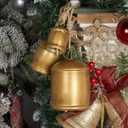 6 x Shabby Chic Christmas Bell Set of 3, Vintage Gold Rustic Metal Harmony Cowbells with Jute Rope for Hanging, Farmhouse Decor for Door, Wall, Tree, Christmas, Thanksgiving & Crafts