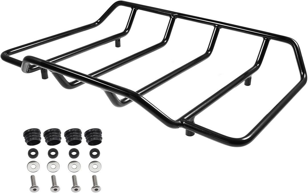 Benlari Black Air Wing Tour Pack Luggage Rack Trunk Top Rack Motorcycle Trunk Rail Rack Compatible for Harley Touring Street Glide Electra Glide Road Glide Road King Ultra Limited 1984-2024