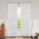 White Full Blackout Pinch Pleated Curtain 95 Inches Long for Bedroom Noise Reducing Window Treatment Thermal Insulated Backtab Drapes with 9 Hooks (Ring not Include), 40"x95"x2, Bright White