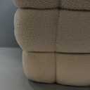 ALPOME 17''3 Square Ottoman Pouf Installed,Sturdy Wooden Frame,Capacity 330 lbs,Modern Sofa Stool Fuzzy Sherpa Footstool,Foot Rest,Cube Boucle,Vanity Stool,for Couch Living Room(Peach Fur)