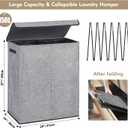 DOKEHOM 150L Double Laundry Basket with Lid and Removable Laundry Bags, Large Collapsible Laundry Hamper with 2 Sections for Bedroom, Bathroom, Laundry Room, College (Grey)