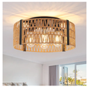 Rattan Ceiling Light Fixture 4-Light Farmhouse Ceiling Light 17.7" Boho Flush Mount Ceiling Lights for Dining Room Kitchen Bedroom Living Room, E26 Base (Not Included Blub)