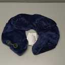 Inflatable Neck Pillow Airplane, Comfortable Inflatable Travel Neck Pillows for Airplanes Traveling on Plane, Soft Plush Cover Head Neck Rest Sleeping Long Flight for Car Train Office Home (Medium, Dark Blue)