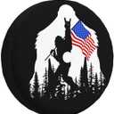 American Flag Camping Spare Tire Cover with Backup Camera Hole Leather Wheel Covers for Wrangler JL (17" for tire's Diameter 31"-32")