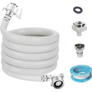 Washing Machine Inlet Hose, Burst Proof Washing Machine Water Inlet Pipe, Washer Pipe with Connectors, Water Inlet Connection Supply Line, White Long Universal PVC Hose (2 m/ 6.56 ft)