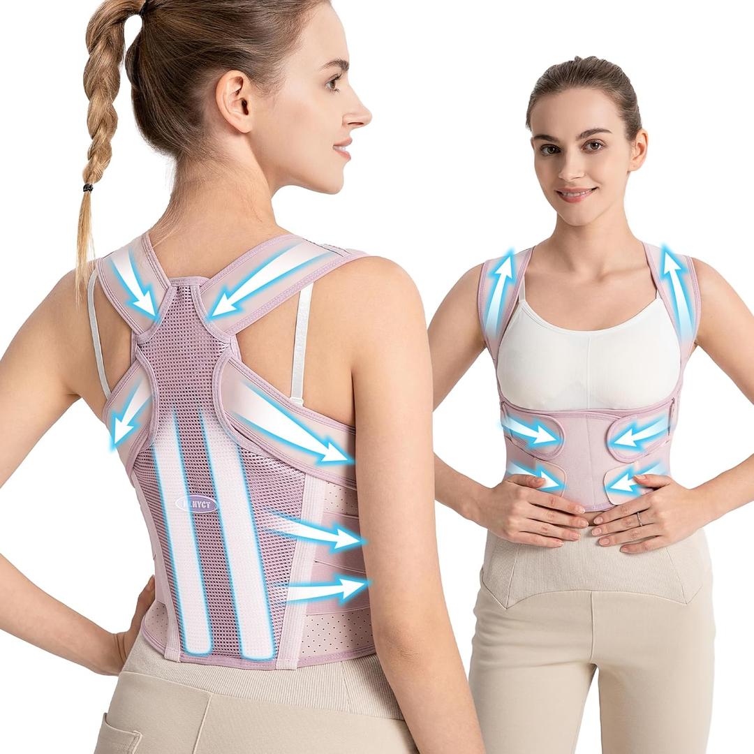 Posture Corrector for Women 2-in-1 Back Brace with Shoulder Support, Adjustable Full Back Straightener for Upper & Lower Back Pain Relief, Hunchback, Scoliosis & Spine Alignment (Medium)