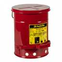 Justrite 09100 Oil Waste Can, Self-Closing, 6 Gal, Red