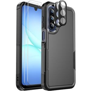 Ezanmull for Samsung Galaxy A17 5G Phone Case, [Military Grade Drop Protection] [Glass Screen Protector + Camera Lens Protector] Non-Slip Shockproof Case (Black)