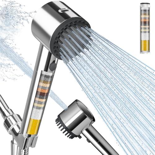 Cobbe Ion Drops Filtered Shower Head with Handheld, High Pressure 4+1 Spray Mode Showerhead with Filters, Built-in Power Wash for Hard Water - Remove Chlorine - Reduces Dry Itchy Skin, Chrome