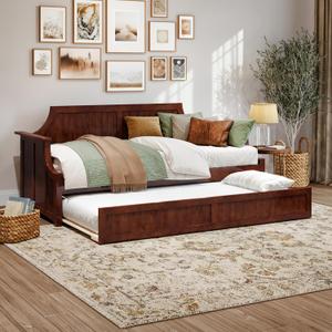 AFI Cambridge Twin Wood Daybed with Twin Size Trundle in Walnut