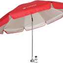 AMMSUN Chair Umbrella with Universal Clamp Adjustable 47 inches and 360° Swivel & UPF 50+ Protection Portable Sun Umbrella, Secure Clip on Camping/Beach Chairs, Stroller, Wheelchair, Golf cart, Lounger, Red, Large-sized