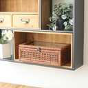 Rattan and Cane Stacking Boxes with Glass Top Lid - Set of 2 11.8" and 14.1", for Boho and Rustic Farmhouse Decor, Brown