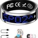 Smart Ring for Women & Men with Display, Health Ring with Heart Rate, Sleep Monitor, IP68 Waterproof Fitness Ring, Fitness Tracker Ring, No APP Fee for iPhone & Android (Silver, 8#)