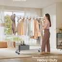 SONGMICS Clothes Rack with Wheels, Heavy-Duty Clothing Rack for Hanging Clothes, Portable, 17.7 x (36.2-52) x 63.6 Inches, with Extendable Rail, 220 lb Load Capacity, Silver UHSR13SV1
