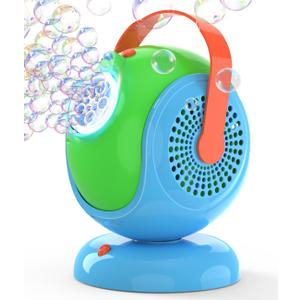 Joyfuture Bubble Machine, Automatic Bubbles Blower for Kids, Toddlers - 360 Rotation, 75 Adjustment, with Handle - Gifts Toys for Boys, Girls Age 1+ Year Old, Hallween, Outdoor, Birthday Party (Bule+green)