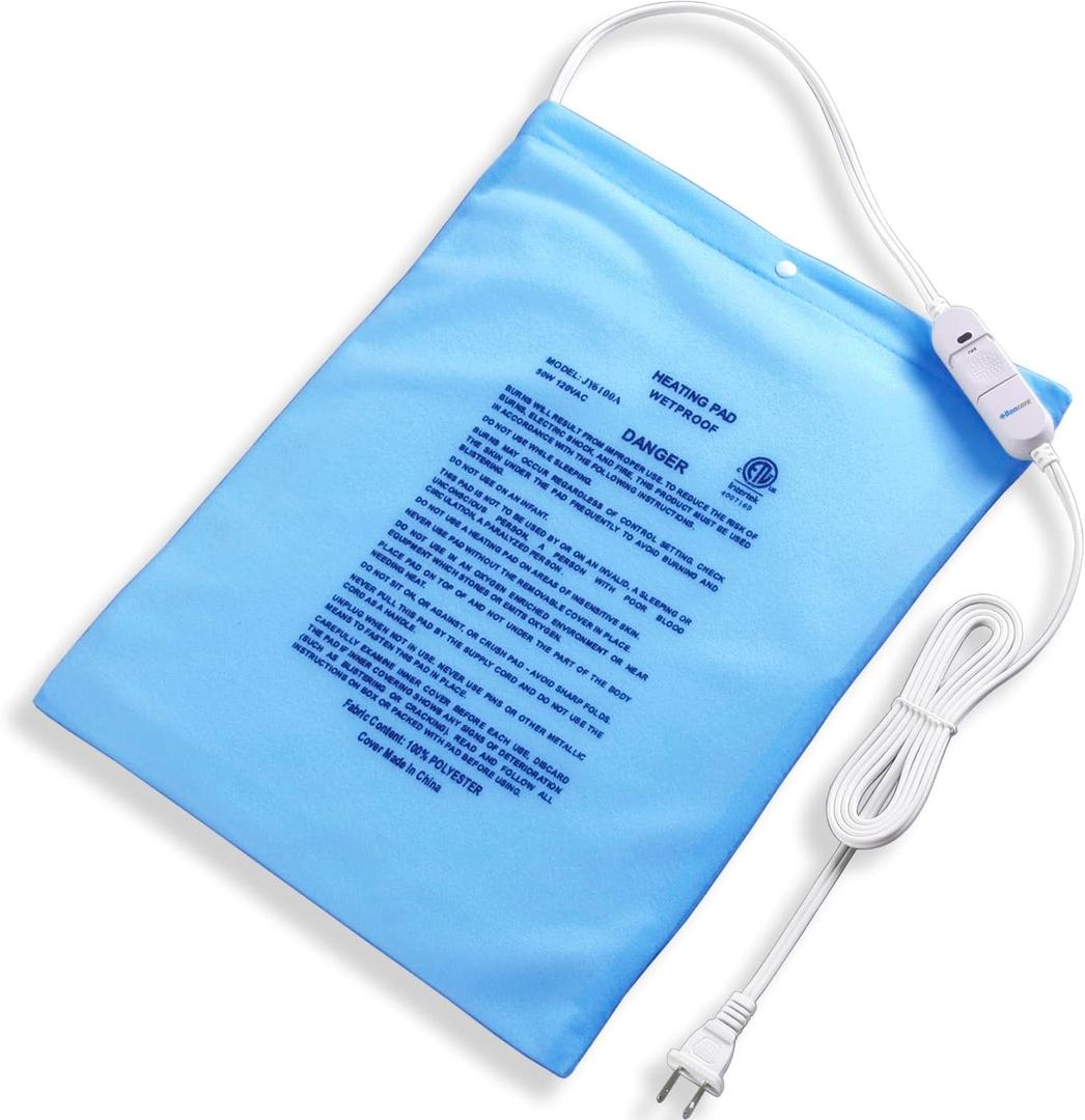 Boncare Small Heating Pad Without Auto Shut Off for Back Pain Relief & Period Cramps & Cozy Pet Comfort, Mothers Day Gifts for Mom Wife Daughter Grandma, 2 Temp Settings Vinyl Heat Pad (12"x 15", 1) (1 Count (Pack of 1))