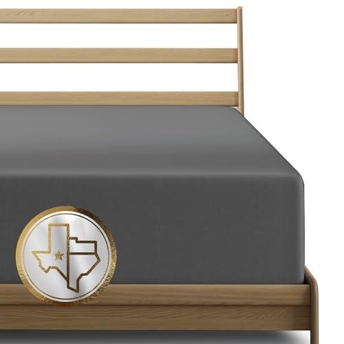 TEXAS LINEN CO. Premium Egyptian Cotton California King Size Fitted Sheet Only - Luxury 1000 Series Lonestar Lovin' 22" Extra Deep Pocket Cal King Fitted Sheet (Dark Grey), Hotel Bottom Sheets